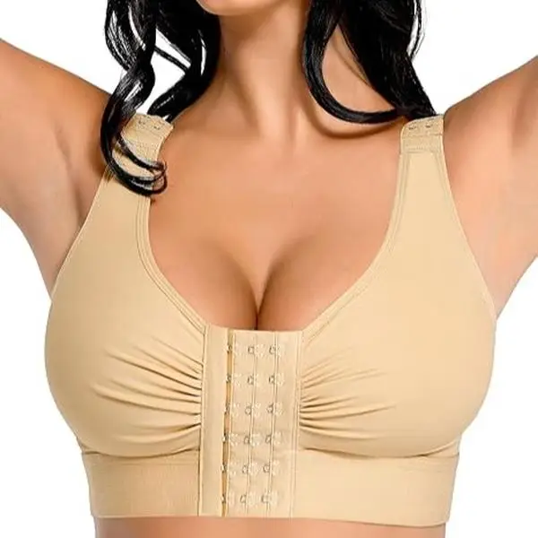 FeelinGirl Post Surgery Compression Bra for Women's Front Closure Bra with Adjustable Straps Wirefree Bra