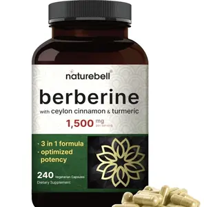 Berberine Supplement 1,500mg with Ceylon Cinnamon & Turmeric Root, 240 Veggie Capsules | 97% Pure Berberine HCL | Supports Balanced Sugar Levels & Heart Health | Vegan, Non-GMO