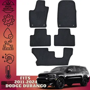 For 2011-2024 Dodge Durango Floor Mats Front, 2nd and 3rd Row (2nd Row Bench) All Weather Heavy Duty Floor Liner Full Set Black