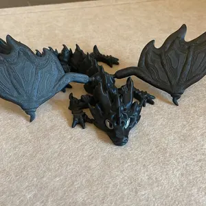 Boadiciea - Chrystha, 3D Printed Dragon, Black with silver eyes