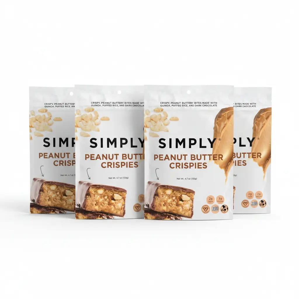 Simply Candy Bars, Peanut Butter Crispies, Vegan + Non-GMO, 4.7 oz (Pack of 4)