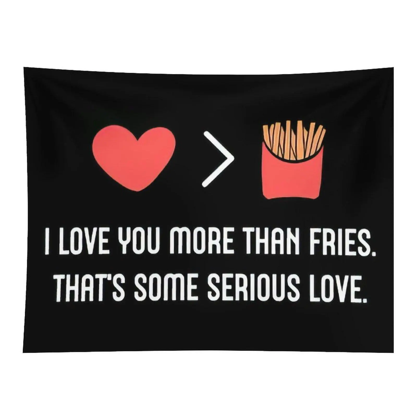 Funny Romantic Quote Wall Decor, Heart And French Fries Graphic Art Print For Couples Bedroom, Sweet Humorous Love Statement Artwork