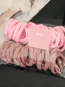 50pcs-Women-Solid-Casual-Hair-Tie-For-Daily-Life-Pink-Accessories-Scrunchies-Ponytail Hairstyle