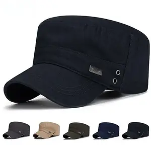 Adjustable Men's Military Cap - Solid Color Mens Cap Army Hat Cadet Military Patrol Baseball Cap Hats for Outdoor Activities