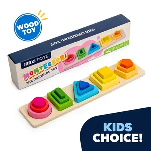 Montessori Toys for 18+ Months Old - Toddlers Wooden Sorting and Stacking Toys for Baby Boys and Girls - Shape Sorter and Color Stacker Preschool Kids Wood Gifts, Christmas Stocking Stuffers