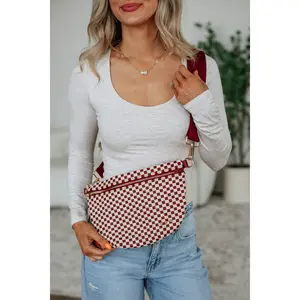 Patsy Checkered Bum Bag - Wine