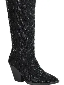 RIVER-11 MID CALF BOOTS DENIM MATERIAL SIDE ZIPPER