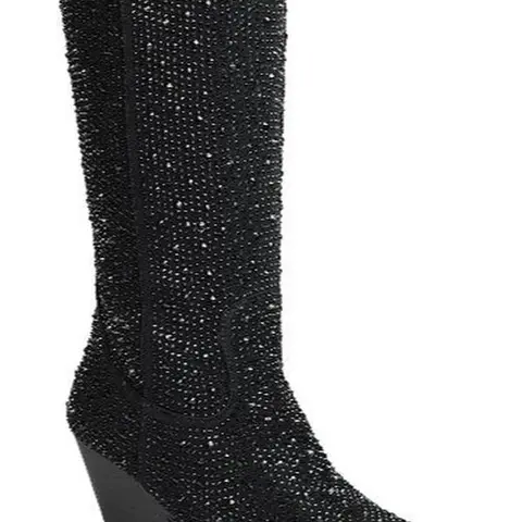 RIVER-11 MID CALF BOOTS DENIM MATERIAL SIDE ZIPPER