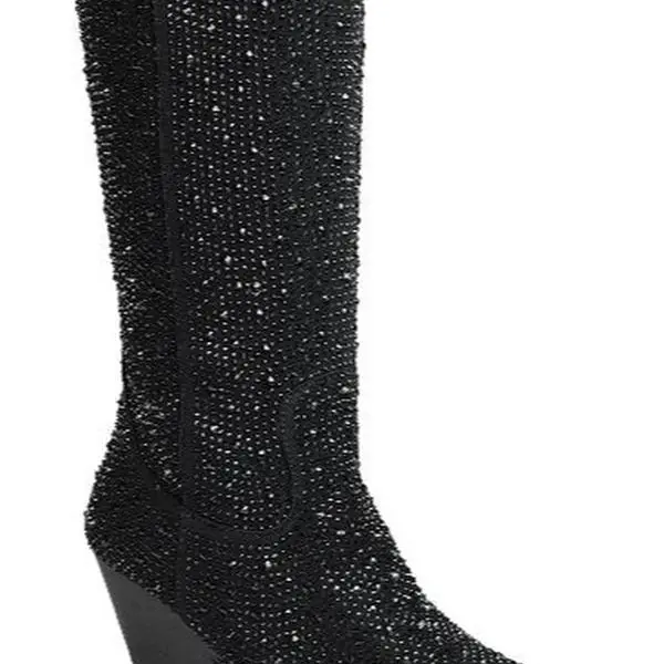 RIVER-11 MID CALF BOOTS DENIM MATERIAL SIDE ZIPPER