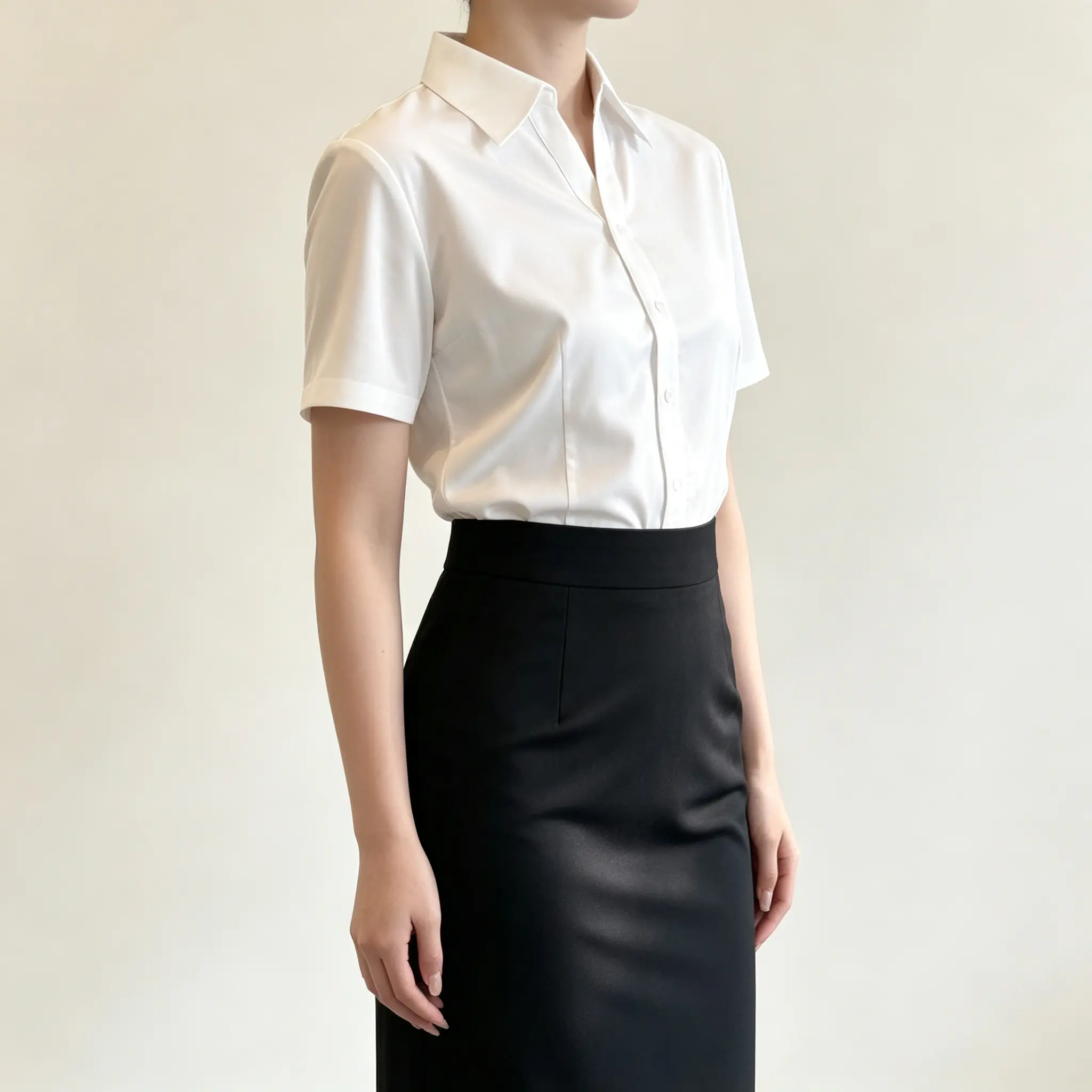 Women's White Button Down Shirt, Classic Long Sleeve Blouse, Lightweight Casual Work Top for Office, Travel & Everyday Wear