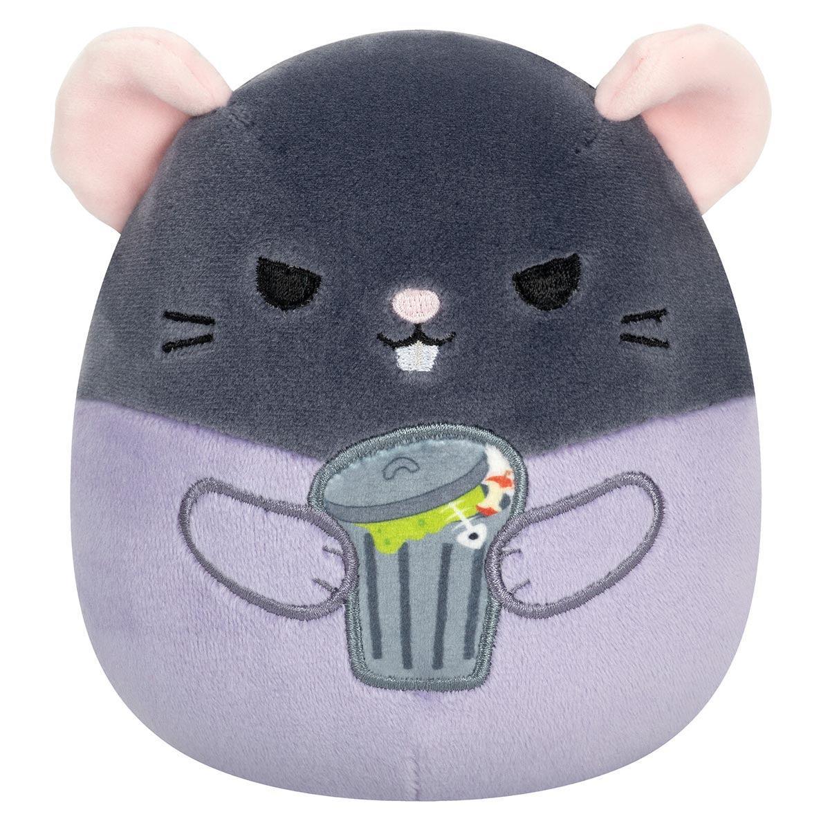 Squishmallows Ralphie the Grey Rat Holding Trash Can 5-Inch Select Series Stuffed Animals Extra Soft Fluffy Halloween Plush