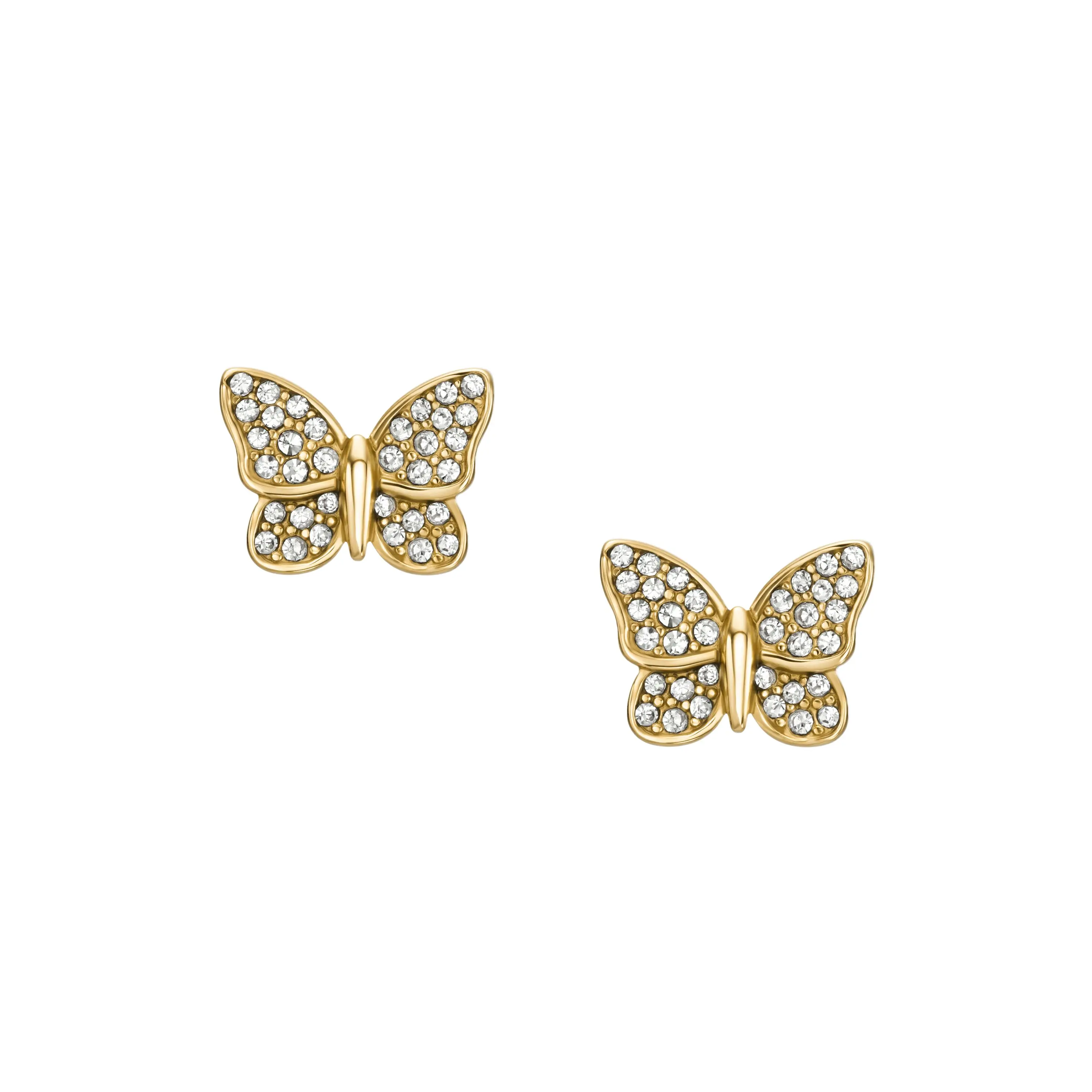 Fossil Women's Sutton Pavé Butterfly Gold-Tone Stainless Steel Stud Earrings