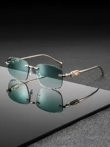 Men's Metal Square Frameless Eyeglasses, Classic Luxurious Elegant Business Style, Fashionable Glasses for Casual and Formal Wear