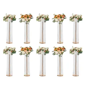 【fathersdaygift】VEVOR 10PCS 35.43inchTall Crystal Wedding Flowers Stand Luxurious Centerpieces Flower Vases Crystal Gold Vase MetalPerfect for T-stage Wedding Party Ceremony Dinner Event Hotel Home Decor