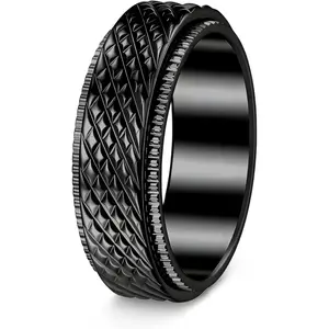 Mens Fidget Rings Anxiety Spinner Ring for Men Womens Stress Relief Rings for Adults Titanium Steel Rings-USA