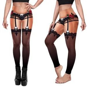 Sexy Lingerie Skull Leggings | Yoga Pants | Gothic Dark Stretchy