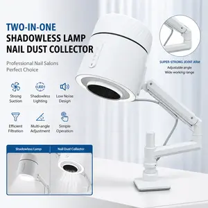 Two-in-One Shadowless Lamp & Nail Dust Collector – Adjustable Arm, Strong Suction, LED Lighting for Professional Nail Salons  ：