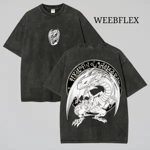 Blue Eyes White Dragon Yugioh Vintage T Shirt Oversized Washed Fit for Streetwear Style and Card Game Fans Made in USA