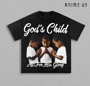 Vintage GOD'S CHILD - ALL FOR HIS GLORY Print Graphic Cotton Washed Tee, Children First Sunday T-Shirt, , Christian Apparel Streetwear Christian Merch Church Outfit Gym Pump Cover