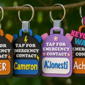 Emergency Contact Bookbag Keychain