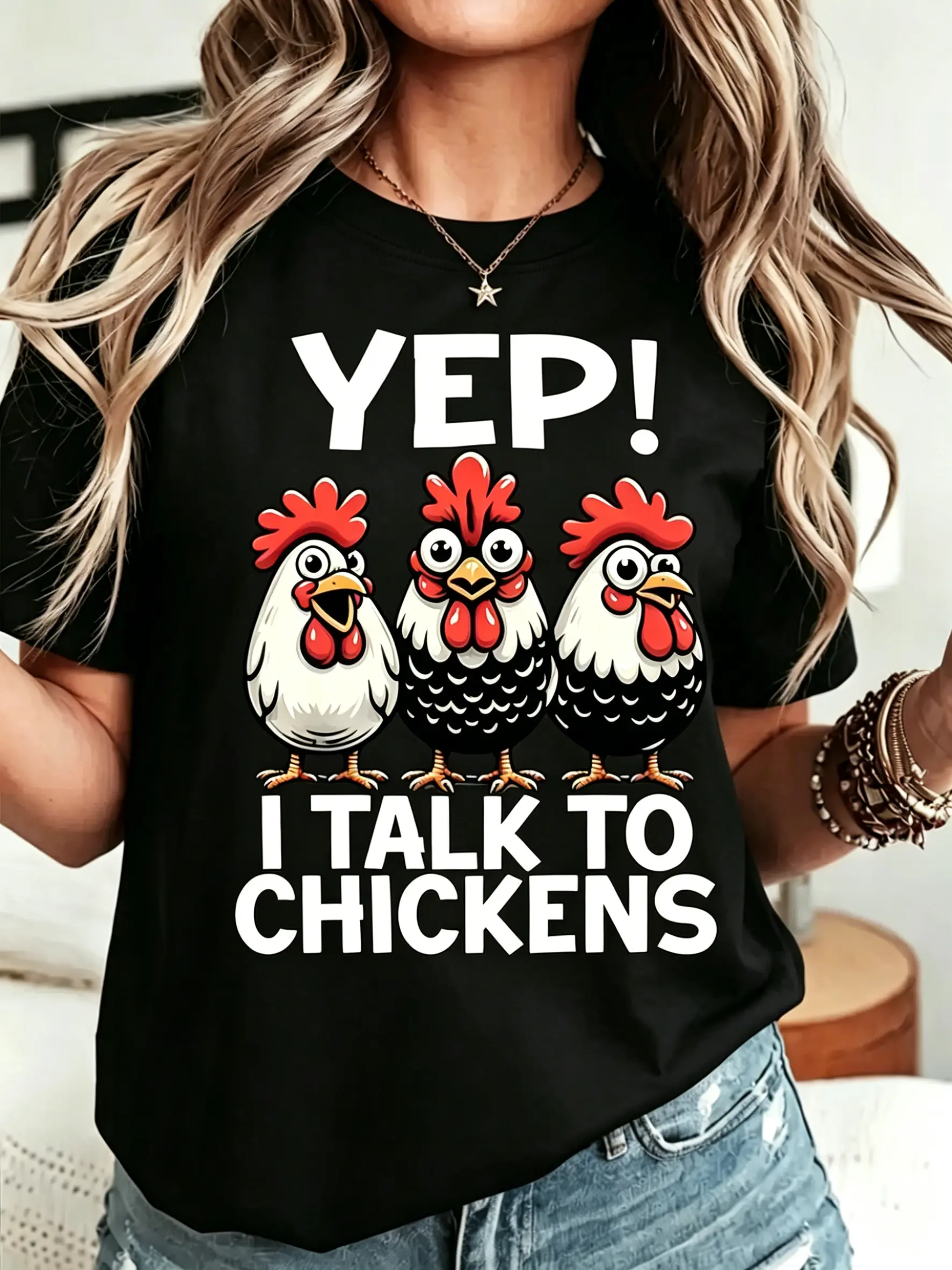 "Yep! I Talk To Chickens" Funny T-Shirt | Crazy Chicken Lady Graphic Tee | Humorous Farm Life Shirt | Cute Backyard Chicken Lover Gift | Premium Cotton Unisex Top