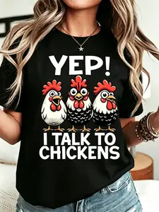 "Yep! I Talk To Chickens" Funny T-Shirt | Crazy Chicken Lady Graphic Tee | Humorous Farm Life Shirt | Cute Backyard Chicken Lover Gift | Premium Cotton Unisex Top