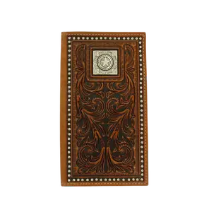 Nocona Leather Rodeo Wallet/Checkbook Cover w/Decorative Nailhead Trim