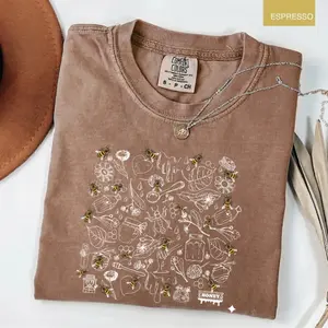 Comfort Colors Bumblebee Nature T-Shirt, Vintage Botanical Graphic Tee, Honey Bee Shirt, Cottagecore Aesthetic Outfit, Gift for Nature Lovers