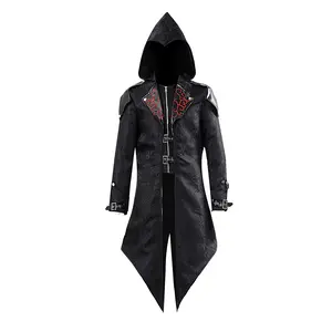 Vintage patchwork gothic assassin coat] European and American medieval cosplay costume, Halloween vintage patchwork coat, gothic assassin.