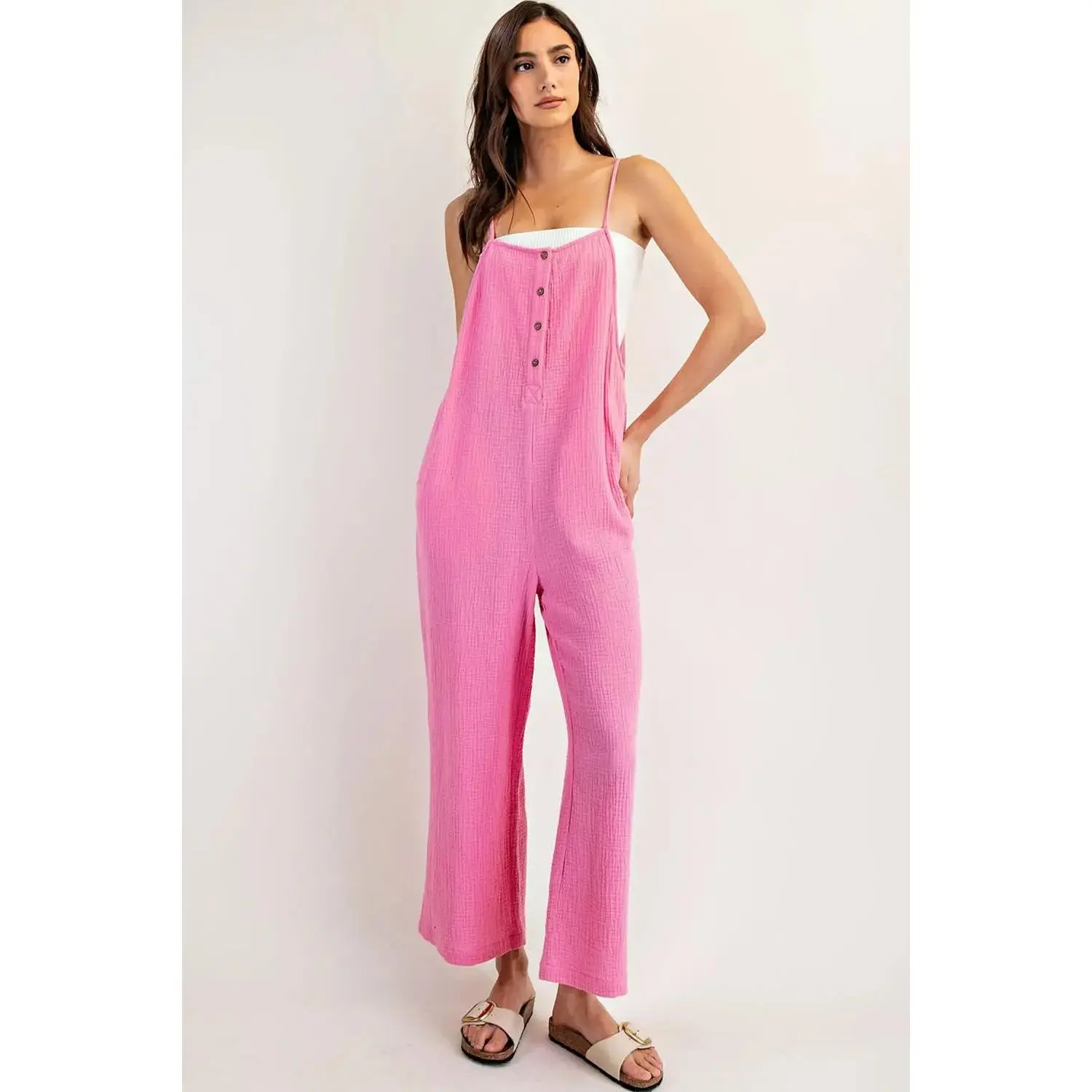 Sleeveless Cotton Gauze Jumpsuit