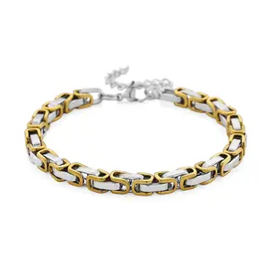 Byzantine Chain Bracelet in ION Plated Yellow Gold and Stainless Steel 7.59.5In Christmas Gifts