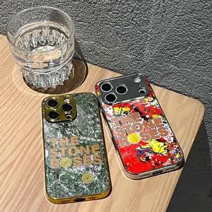 The Stone Roses Phone Case For iPhone 17 16 15 14 13 12 Pro Max Plus Electroplated Metal Bumper Case Slim Tempered Glass Back Advanced Materials Shockproof Anti-Scratch Luxury Case Fashion Durable Stylish
