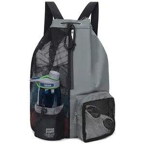 Mesh Drawstring Swimming Backpack with Dry Wet Separation Bag, Multifunctional Beach Backpack for Swim Gym Sports Equipment Storage