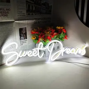 Sweet Dreams LED Neon Light, Decorative LED Light, USB Powered Wall Hanging Light, Bedside Night Light, Gentle Healing Atmosphere, Mood Lighting, Comes with Hook, Neon Sign, Led Lights, Led Lighted