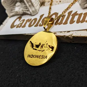 Indonesia Necklace / Map Jewelry Flag Gift