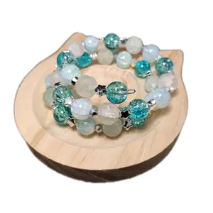 Memory Wire Glass Beaded Bracelet for Women - Fashion Accessory