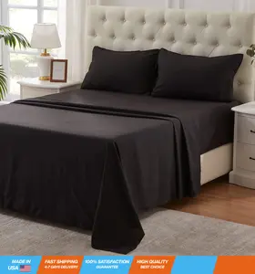 Twin XL Size Sheet Set, Breathable & Cooling Sheets, Hotel Luxury Bed Sheet, Extra Soft, Deep Pockets 16', Easy Fit, Wrinkle Free, Comfy, Black Bed Sheets 3 Piece Set