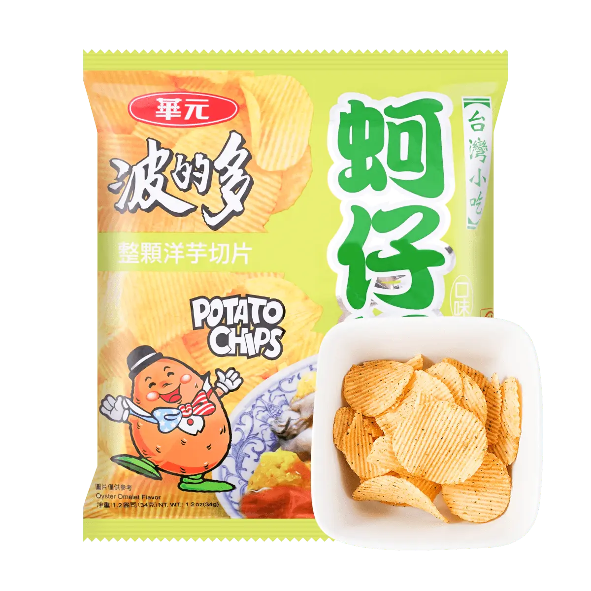 HUAYUAN Taiwanese Crispy Potato Chips Oyster Omelette Flavor 34g