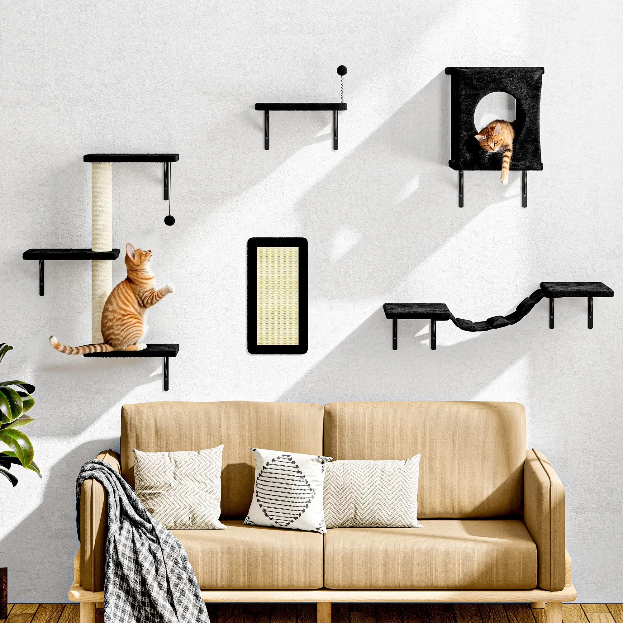 [Springtok] 5Pcs Wall Mountain Cat Shelves,Cat Condo,Cat Bed, Cat Tree