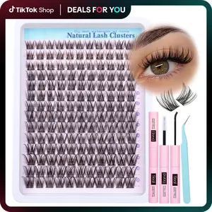 Lash Clusters Kit Wispy Natural Cluster Eyelash Extension Kit DIY Lash Extension Kit C Curl 10-16MM Eyelash Clusters Volume Individual Lashes Kit by