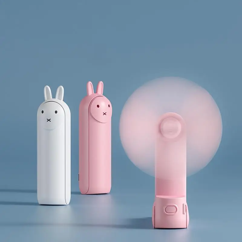 Portable Mini Fan, Rabbit Design USB Rechargeable Handheld Fan, Foldable Mini Fan, Small Fan for Home, Office, Outdoor, Travel