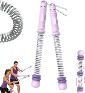 Ropeless Battle Ropes, Adjustable Cordless Battle Ropes with Resistance Springs, Weighted Portable Workout Rope for Home Gym, Low-Impact HIIT Training Equipment for Men & Women (Purple)