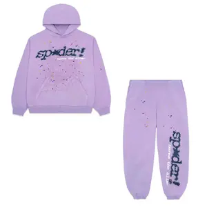 Unisex Spyder Acai Sweatpants Suit Purple Pullover Hoodie & Sweatpants, Men's Sp2der Hoodie Two-piece Tracksuits Hip Hop Streetwear, Gift for Her Him