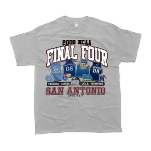 Vintage College Basketball Final Four 2008 T-Shirt Retro Basketball Graphic Tee Championship Game Day Shirt Casual Streetwear Unisex Cotton Shirt