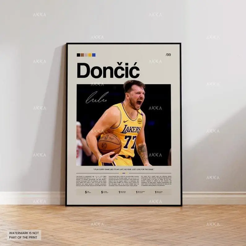 Luka Dončić Lakers Poster, Los Angeles NBA Wall Art, NBA Poster, Basketball Poster, NBA Basketball