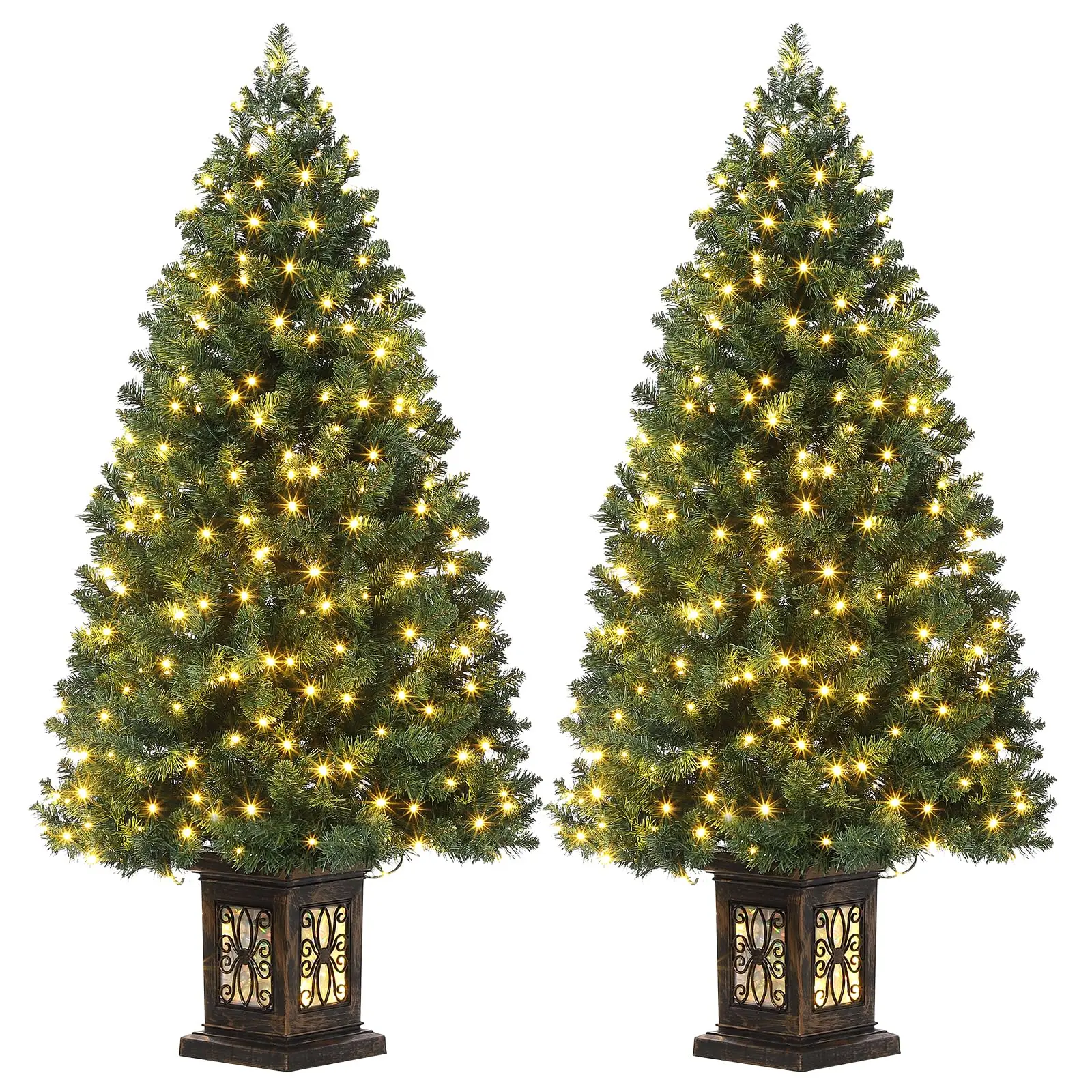4.5ft PVC Standing LED Mood Light Lantern Set with Switch and Pot, Indoor Outdoor Party Decoration, 4.5ft Height Festive Home Decor, Gift Choice
