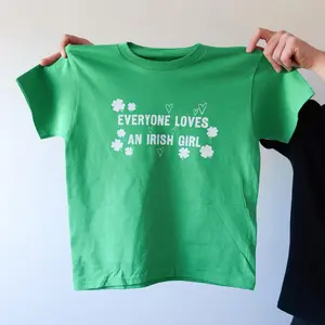 [Sale up to 50%] [Free Ship] Everyone Loves an Irish Girl baby Tee - Cropped Fit Tee - Lorelai Inspired - Irish Green - Handmade Screen Printed - St Patricks Day Ireland
