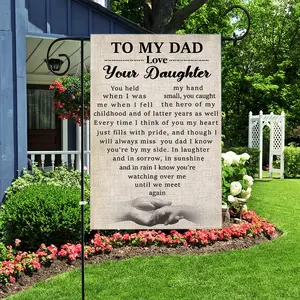 [Memorial Flag for Dad] Memorial Flag for Father, Double Sided, To My Dad Love Your Daughter, Garden Yard Cemetery Decorations for Grave Outdoor Outside No Flag Pole