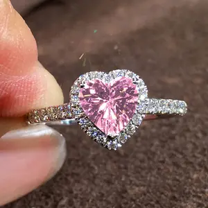 Luxury Heart Zirconia Finger Ring Female Wedding Band Multiple Colors Crystal Stone Accessories Lady Engagement Jewelry