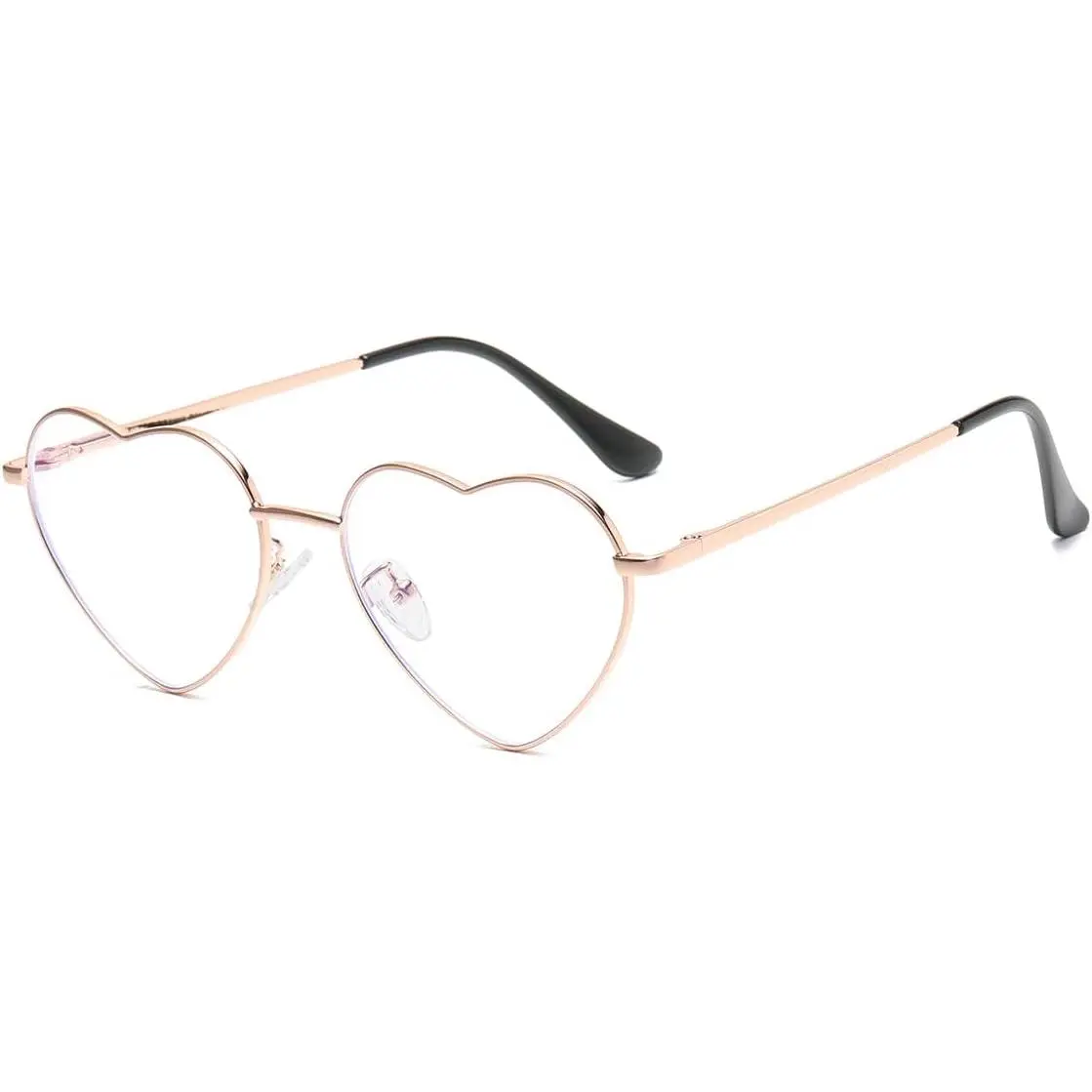 Heart Shaped Blue Light Blocking Glasses for Women Fashion Vintage Lovely Style Metal Frame Eyeglasses
